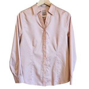 Chico's No Iron Button Down Long Sleeve Collar Blush Pink Women's Size 0 (4/6)
